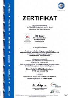 SCC Zertifikat IRS GmbH